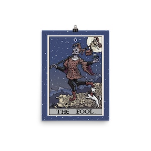 The Fool Tarot Card Poster Halloween Wall Hanging Jester Poster Gothic Home Decor Witch Wall Art Goth Poster Witchy Decor Gifts for Witches image 3