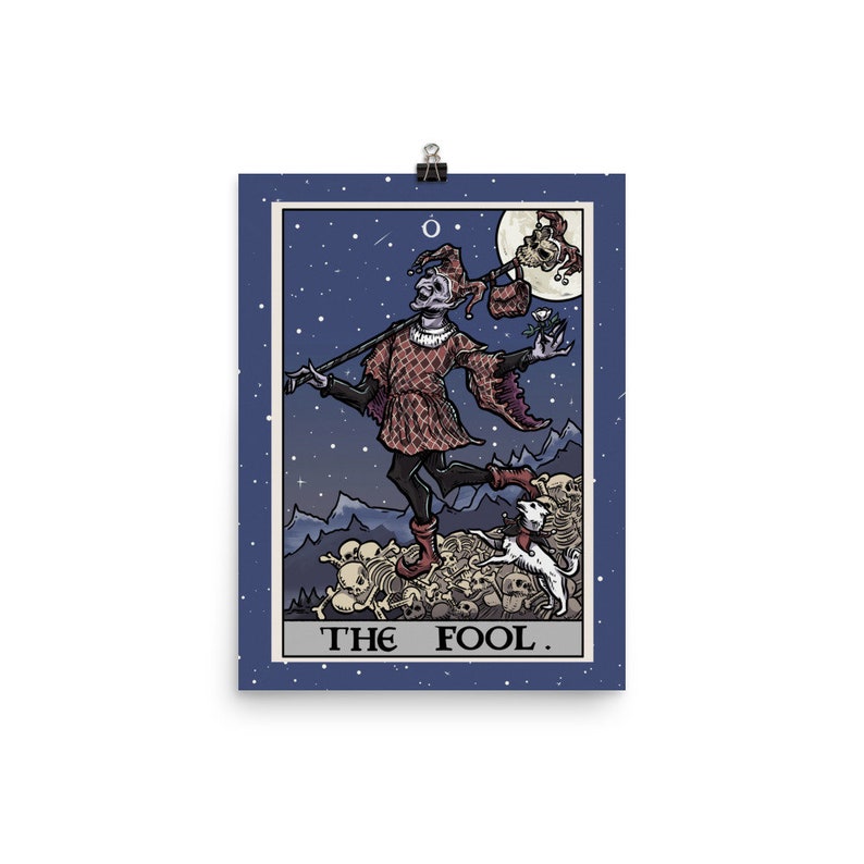 The Fool Tarot Card Poster Halloween Wall Hanging Jester Poster Gothic Home Decor Witch Wall Art Goth Poster Witchy Decor Gifts for Witches image 3