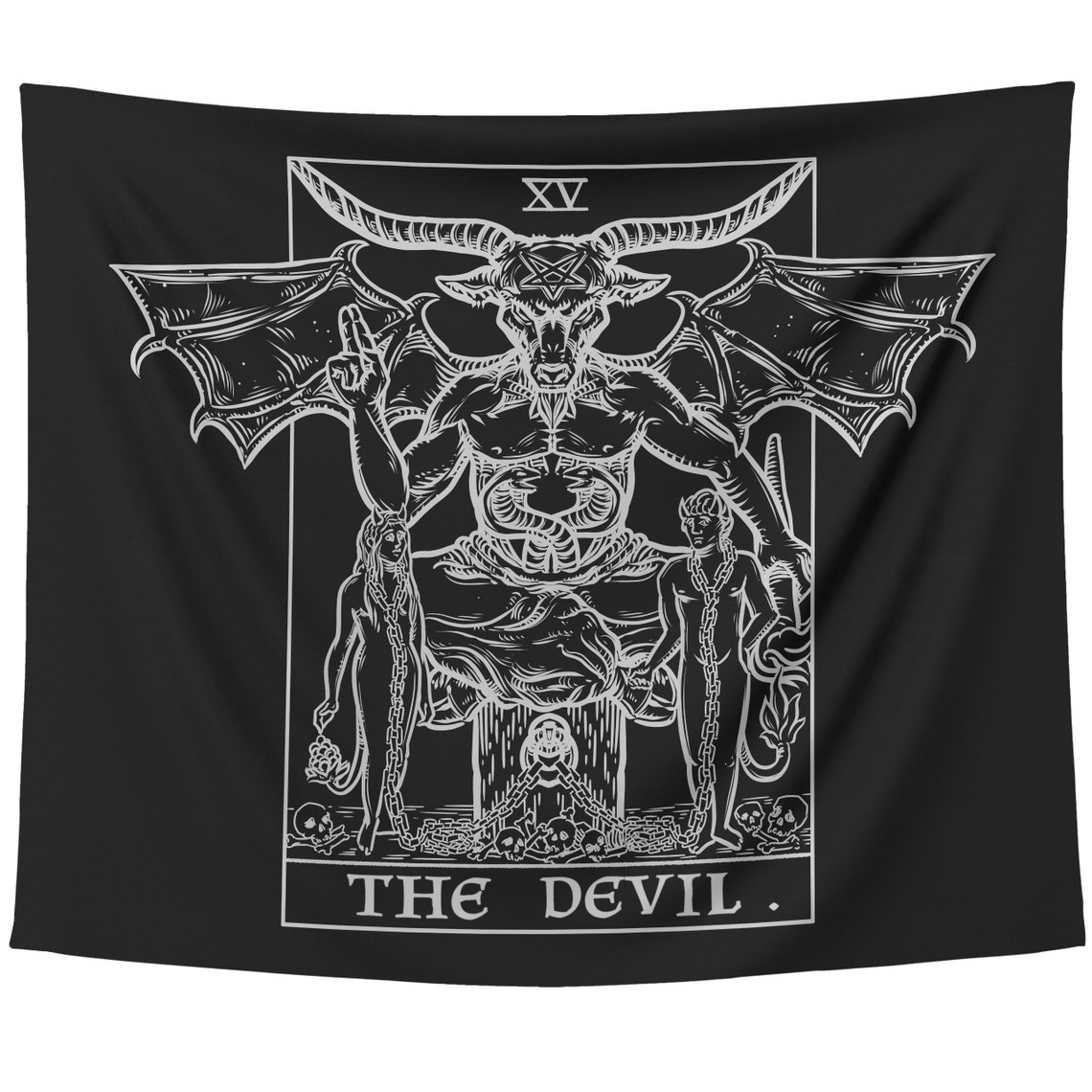 The Devil Tarot Card Tapestry Baphomet Wall Hanging Satanic Wall Decor ...