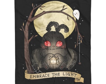 Embrace The Light Baby Mothman Throw Blanket Cryptid Blanket Spooky Home Decor Halloween Throw Blanket Cute Goth Bedroom Decoration Gifts