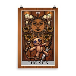 The Sun Tarot Card Poster Halloween Voodoo Doll Wall Art Gothic Home Decor Witch Witch Wall Hanging Witchy Wall Decor Witchcraft Poster Gift