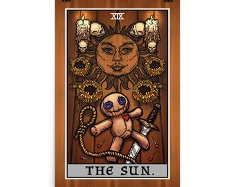 The Sun Tarot Card Poster Halloween Voodoo Doll Wall Art Gothic Home Decor Witch Witch Wall Hanging Witchy Wall Decor Witchcraft Poster Gift