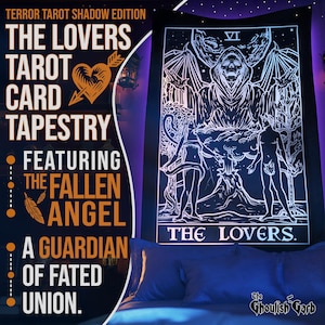 The Lovers Tarot Card Wall Hanging Halloween Bedroom Decor Gothic Home Decor Witch Wall Tapestry Witchcraft Wall Art Witchy Tapestry Shadow Edition