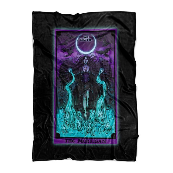 The Morrigan Death Tarot Card Blanket Witch Blanket Witchcraft Home Decor Witchy Blanket Pagan Blanket Wiccan Blanket Gothic (60" x 50")