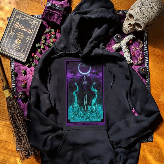 The Morrigan Death Tarot Card Hoodie Gothic Wicca Goddess Pagan Witch Sweatshirt The Morrigan Death Tarot Card Hoodie Gothic Wicca Goddess Pagan Witch Sweatshirt
