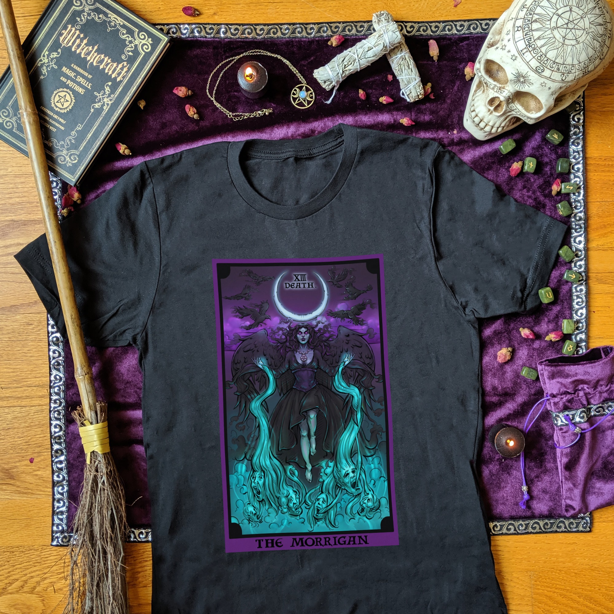 The Morrigan Death Tarot Card Hoodie Gothic Wicca Goddess Pagan Witch Sweatshirt The Morrigan Death Tarot Card Hoodie Gothic Wicca Goddess Pagan Witch Sweatshirt