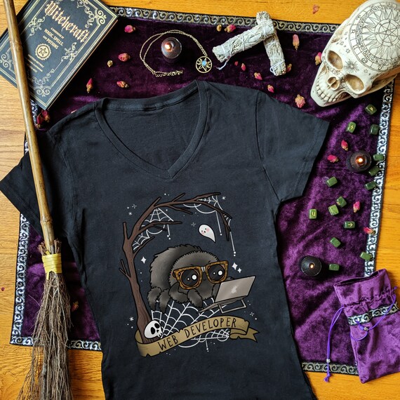 Web Developer Shirt Jumping Spider Shirt Spooky Shirt Cute Goth Clothing Women Gothic Shirts for Women Goth Girl Clothing Halloween Shirt