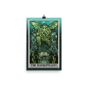 Cthulhu Poster The Hierophant Tarot Card Poster Cosmic Horror Art Print Halloween Wall Hanging H.P. Lovecraft Posters Gothic Wall Art Goth image 4