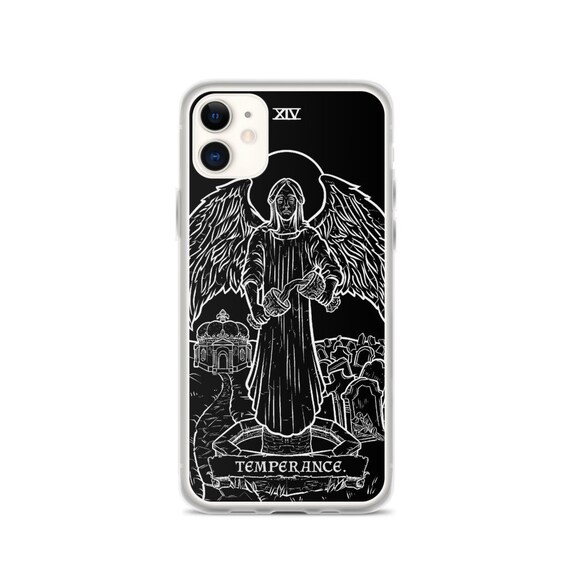 Temperance Tarot Card iPhone Case 15 Pro Max Plus 14 13 Mini 12 11 X XR XS SE Crying Angel Creepy Phone Case Halloween Phone Case Goth Gift