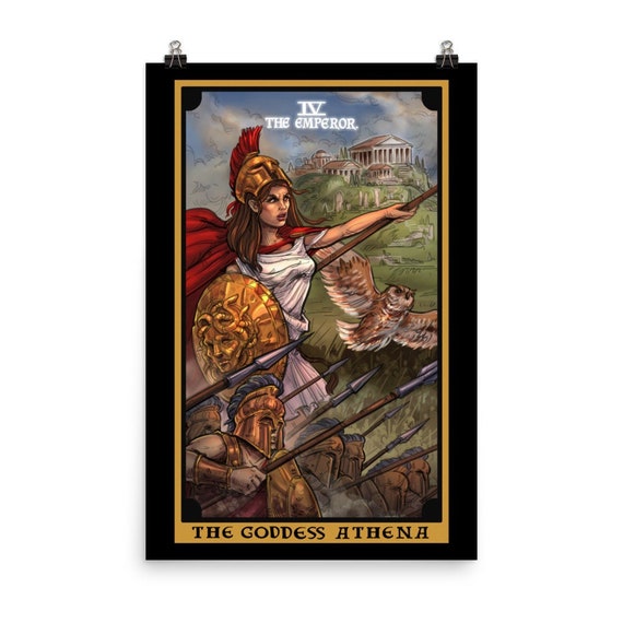 The Goddess Athena the Emperor Tarot Card Poster Greek Mythology