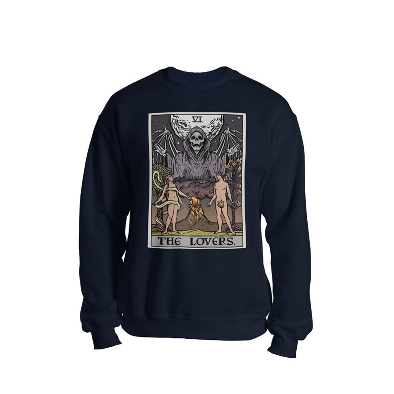 The Lovers Tarot Card Sweatshirt Grim Reaper Halloween Sweater | Etsy