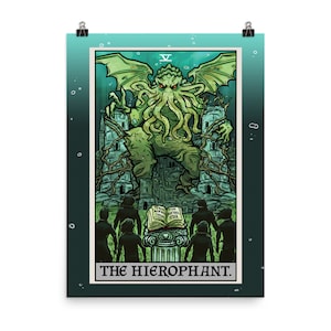 Cthulhu Poster The Hierophant Tarot Card Poster Horror Art Print Halloween Wall Hanging H.P. Lovecraft Poster Gothic Wall Art Goth Gifts