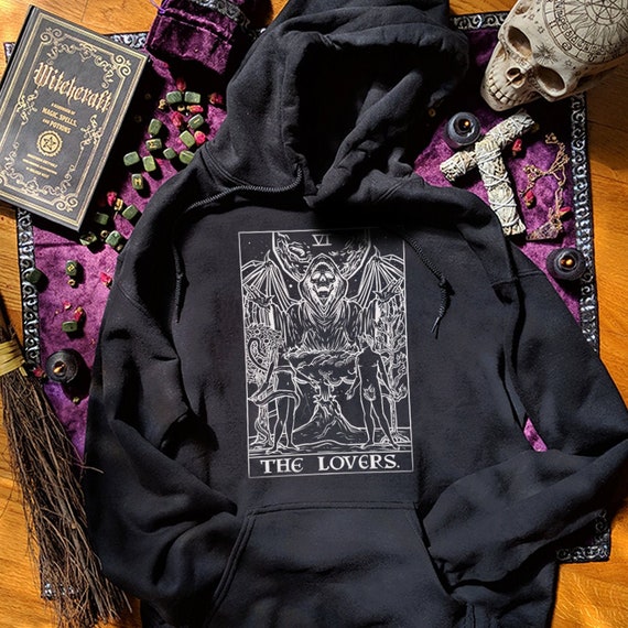 The Lovers Tarot Card Hoodie Grim Reaper Halloween Print Goth | Etsy