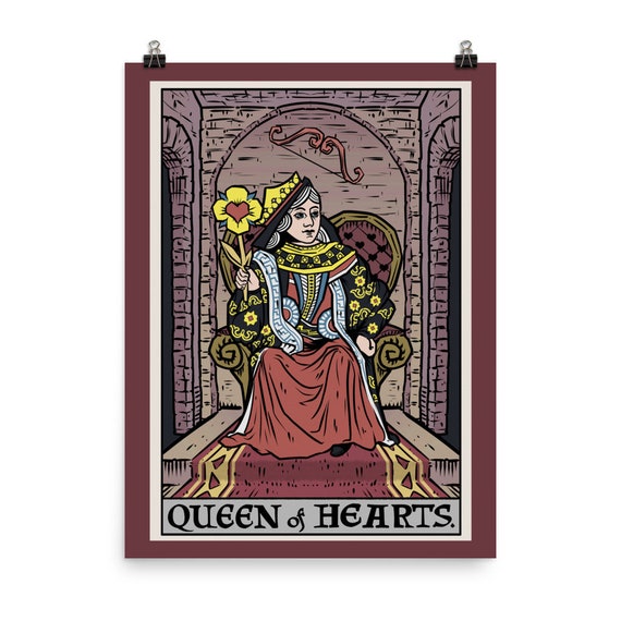Queen of Hearts Tarot Card Poster Halloween Wall Decor Prints