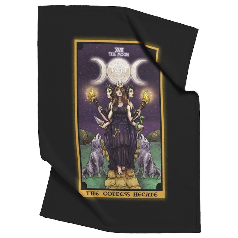 The Goddess Hecate the Moon Tarot Card Throw Blanket Triple Etsy