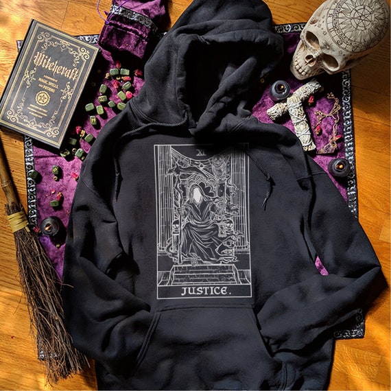 Justice Tarot Card Hoodie Grim Reaper Hoodie Halloween Hoodies Men Horror  Hoodies Gothic Sweatshirt Occult Hoodie Spooky Hoodies Witch Gift 