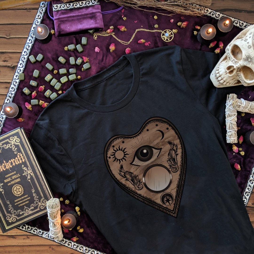 Planchette Spirit Board Shirt Pagan Witch Clothing Women Plus Size Occult Illuminati All Seeing Eye Witchcraft Gift for Witches Halloween