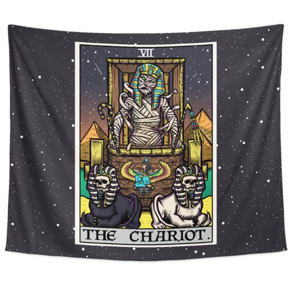 The Chariot Tarot Card Tapestry Mummy Halloween Wall Hanging