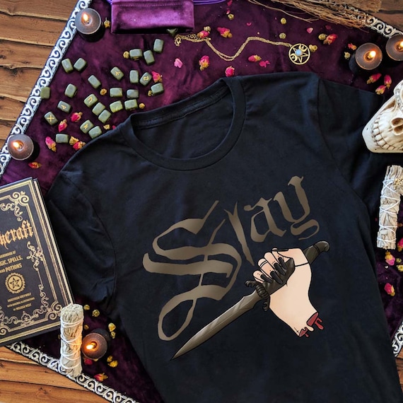 Slay Shirt Halloween Shirt Women Gothic Shirt Women Goth Shirt Women Athame Dagger Witch Clothing Plus Size Witchy Shirt Gifts for Witches