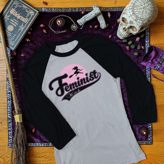 Feminist Witch Shirt Women Halloween Long Sleeve Tee Halloween Baseball Shirt Pastel Goth Clothing Women Witchy Clothes Witchcraft Shirt