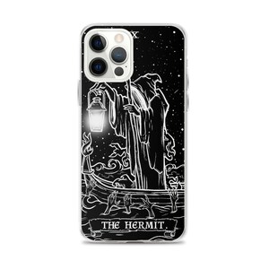 The Hermit Tarot Card Phone Case for Apple iPhone (Black & White) - Grim Reaper by The Ghoulish Garb®️