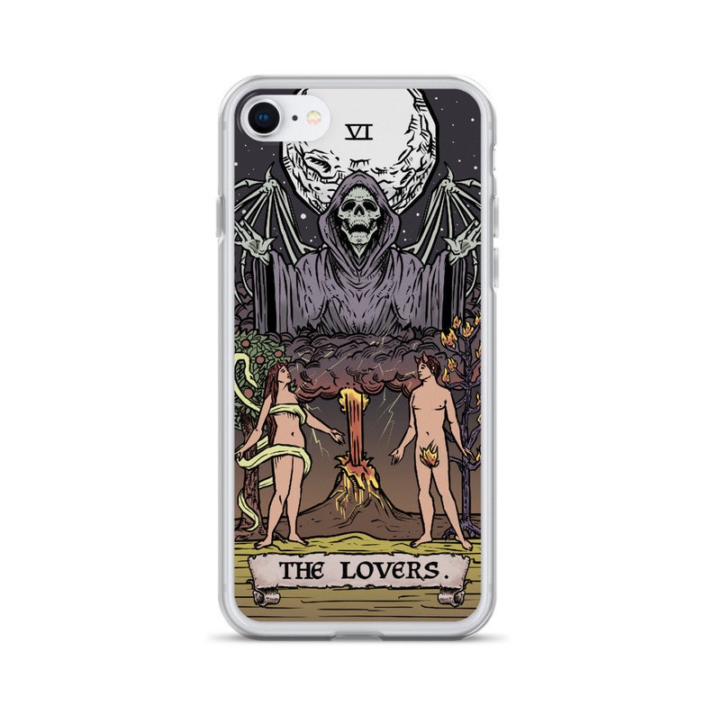 The Lovers Tarot Card iPhone Case 13 Pro Max mini 12 11 X XR XS 8 7 Plus SE Halloween Phone Case Gothic Phone Case Witch Phone Case Gifts 