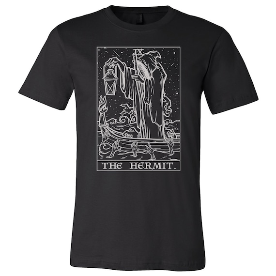 The Hermit Tarot Card Shirt Black and White Grim Reaper Shirt