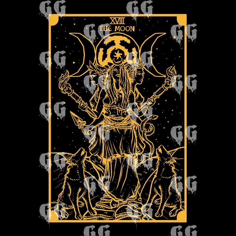 Gold Goddess Hecate Tapestry Tarot Card Wall Art Triple Moon Etsy