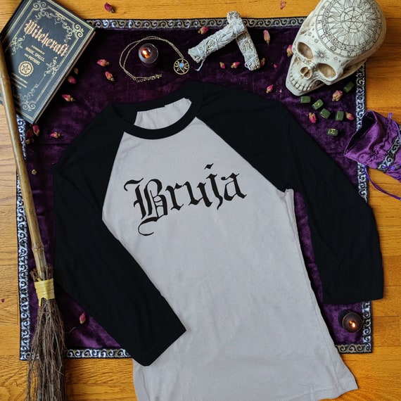 Bruja Raglan Halloween Women Long Sleeve Shirts Gothic Mexican Witch  Clothing Dia De Los Muertos Witchcraft Gift for Her Goth Girl Clothes 