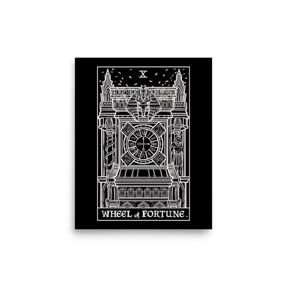 Wheel of Fortune Tarot Card Poster Gothic Clock Tower Occult