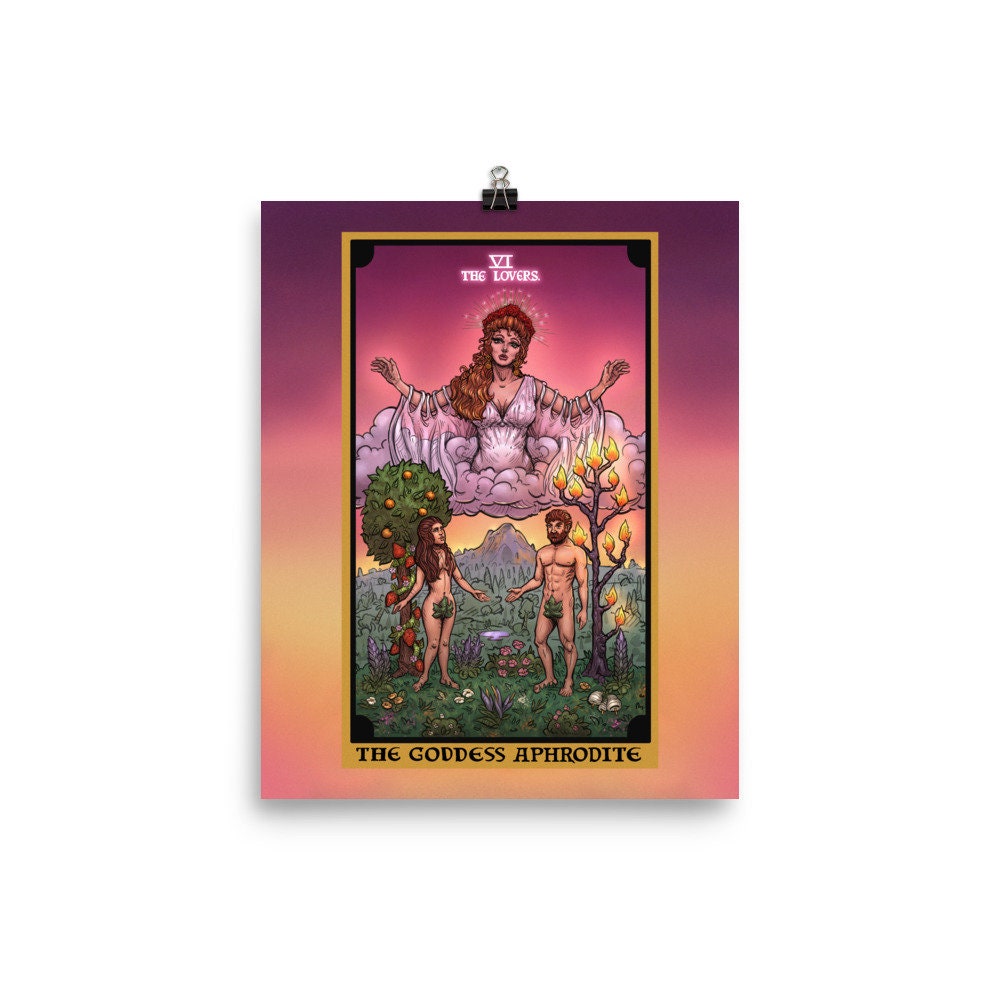 The Goddess Aphrodite the Lovers Tarot Card Poster Pagan Witch