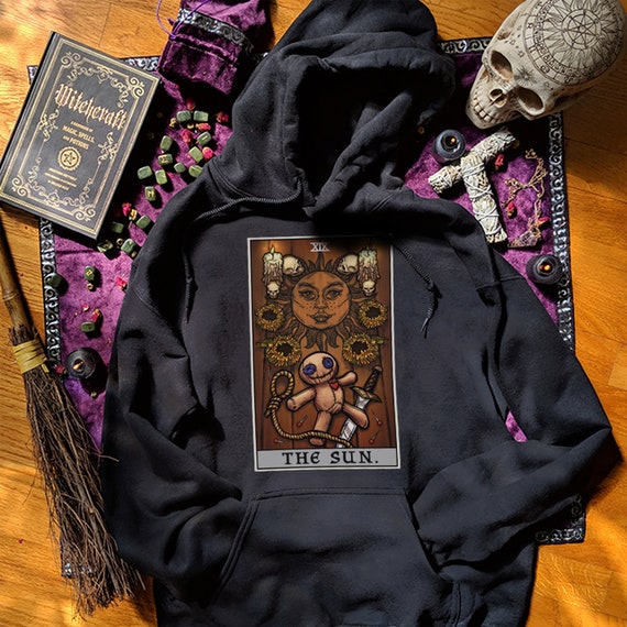 The Sun Tarot Card Hoodie Halloween Hoodies Women New Orleans Voodoo Doll  Hoodie Witchy Clothing Plus Size Witch Hoodies Occult Clothing Men 