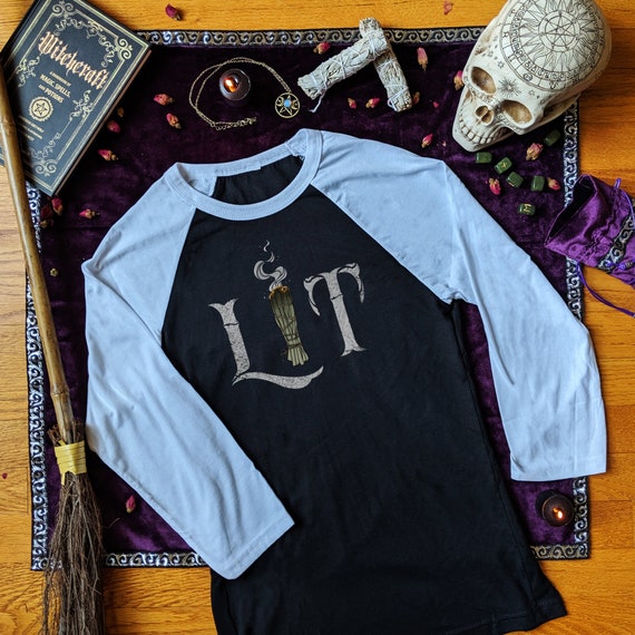 Lit Burning Sage Smudge Stick Long Sleeve Halloween Raglan Etsy
