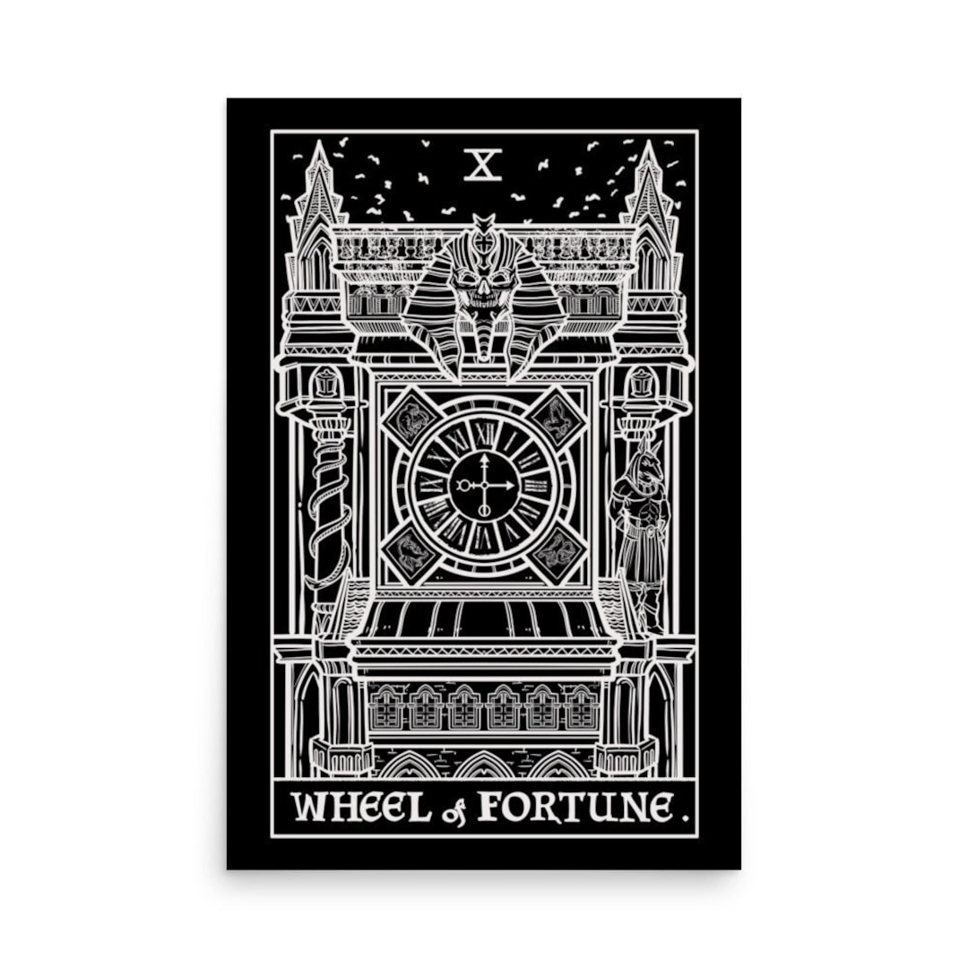 Wheel of Fortune Tarot Card Poster Gothic Clock Tower Occult
