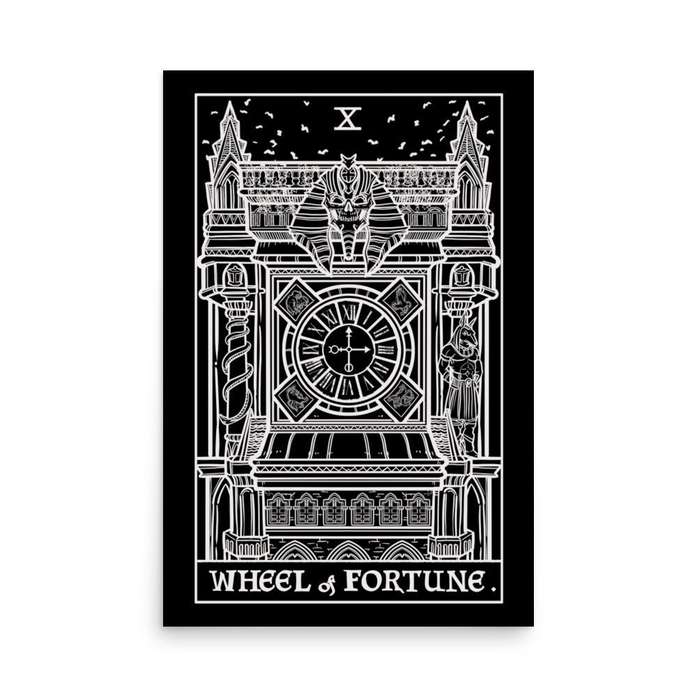 Wheel of Fortune Tarot Card Poster Gothic Clock Tower Occult