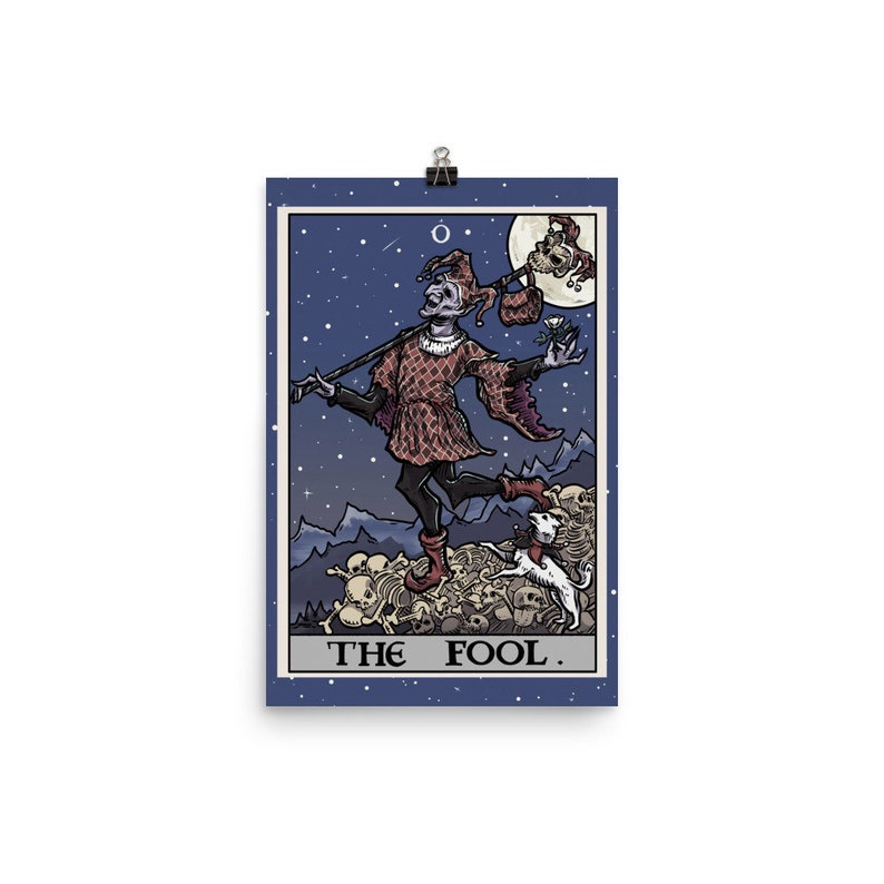 The Fool Tarot Card Poster Halloween Wall Hanging Jester Poster Gothic Home Decor Witch Wall Art Goth Poster Witchy Decor Gifts for Witches image 4