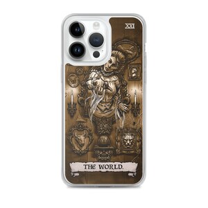 The World Tarot Card iPhone 15 Pro Max Plus 14 13 Mini 12 11 X XR XS Max 8 7 Victorian Ghost iPhone Case Halloween iPhone Case Horror GIft