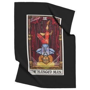 Manta de cartas del Tarot del hombre colgado, marioneta espeluznante, decoración del hogar de Halloween, dormitorio de terror, ropa de cama gótica, funda de cama gótica, mantas de decoración interior