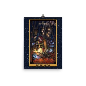 Baba Yaga The Hermit Tarot Card Poster Witch Home Decor Witchcraft Wall Art Slavic Pagan Art Print Wicca Wall Decor Wiccan Altar Witch Gifts image 3