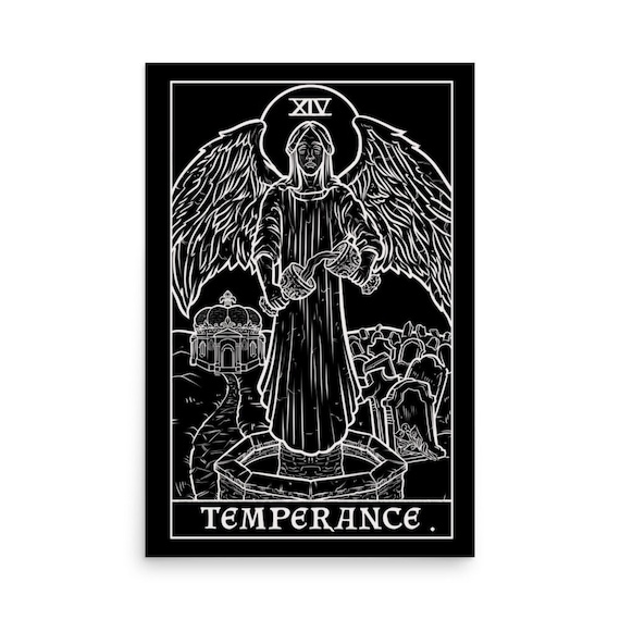Temperance Tarot Card Poster Crying Angel Haserot Statue Gothic