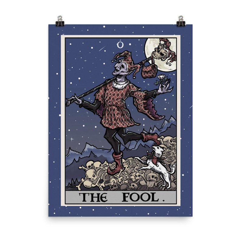 The Fool Tarot Card Poster Halloween Wall Hanging Jester Poster Gothic Home Decor Witch Wall Art Goth Poster Witchy Decor Gifts for Witches image 6