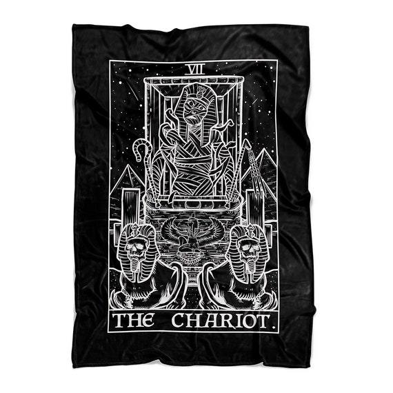 The Chariot Tarot Card Blanket Mummy Halloween Blanket Egyptian Blanket Gothic Home Decor Spooky Blanket Horror Blanket Goth Blanket Gifts