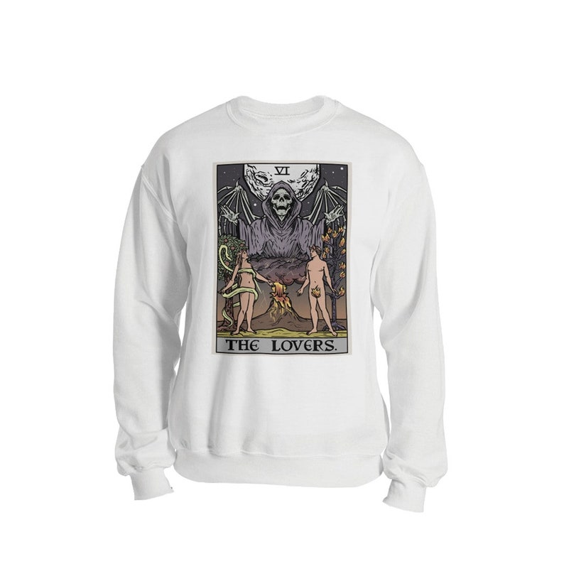 The Lovers Tarot Card Sweatshirt Grim Reaper Halloween Sweater | Etsy