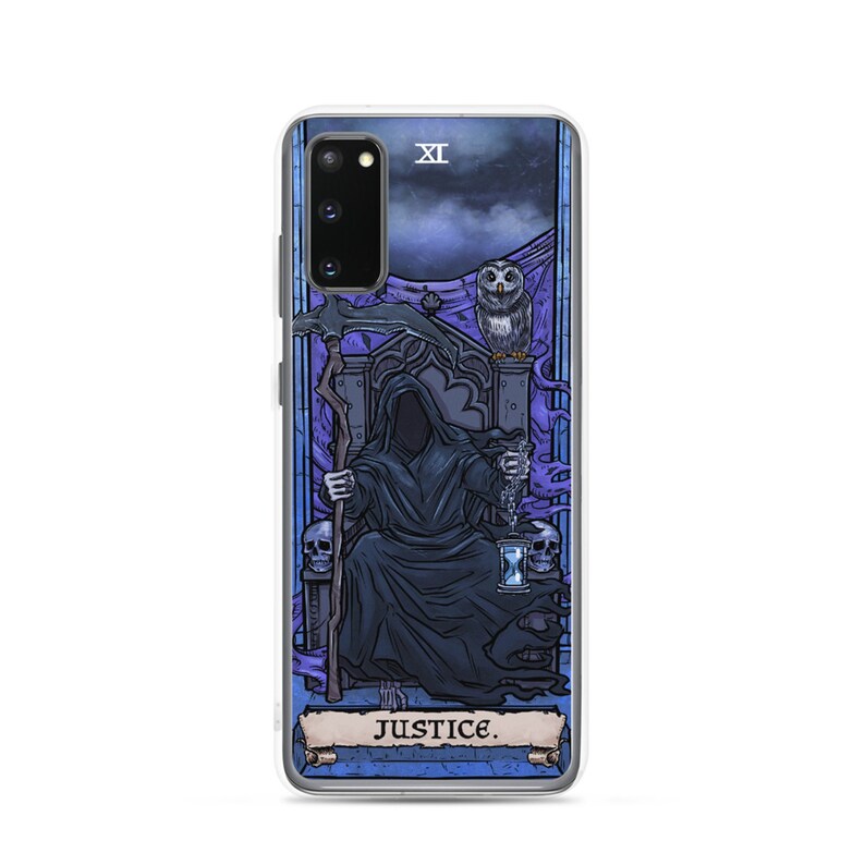 Justice Tarot Card Phone Case Samsung Galaxy S22 Plus Ultra S21 S20 FE S10 S10+ S10e Grim Reaper Phone Case Gothic Phone Case Horror Gifts 