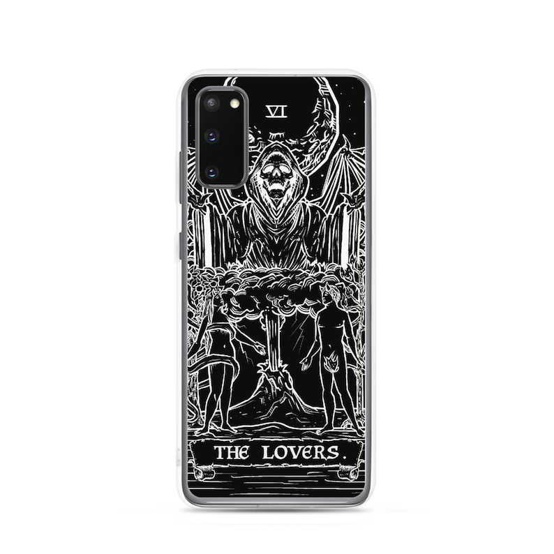 The Lovers Tarot Card Phone Case Samsung Galaxy S22 Plus S21 S20 FE S10 S10+ S10e Grim Reaper Goth Occult Halloween Phone Case Gothic Gifts 