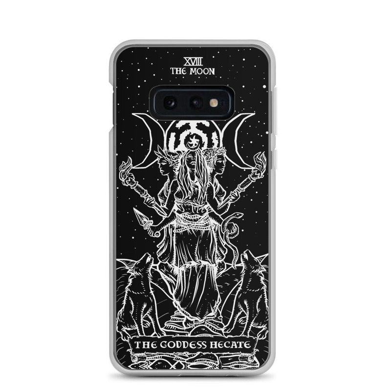 The Goddess Hecate Black and White The Moon Tarot Card Samsung Galaxy S22 Plus S21 S20 FE S10 S10e S10+ Pagan Witch Phone Case Wicca Gifts 