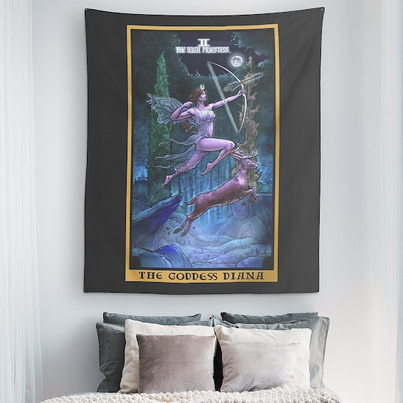 The Goddess Diana the High Priestess Tarot Card Tapestry Roman
