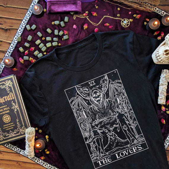 The Lovers Tarot Card Shirt Pagan Gothic Clothing Women The Lovers Tarot Card Shirt Pagan Gothic Clothing Women