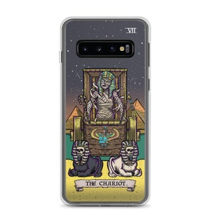 Custodia per cellulare The Chariot Tarot Card Mummia Halloween Horror gotico Regalo spettrale per Samsung Galaxy S24 Plus Ultra S23 S22 S21 S20 S10 S10+ S10e