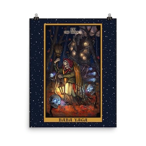 Baba Yaga The Hermit Tarot Card Poster Witch Home Decor Witchcraft Wall Art Slavic Pagan Art Print Wicca Wall Decor Wiccan Altar Witch Gifts image 5